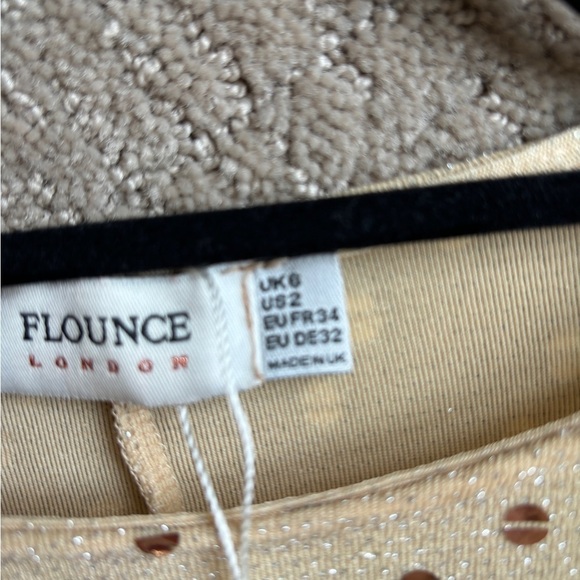 Flounce London Sequin Mini Dress Gold/Nude Women's Size 2 - Picture 5 of 12
